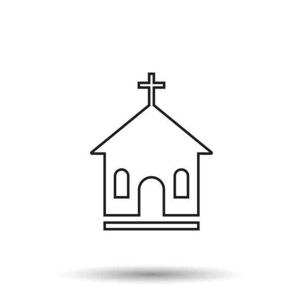 illustrations, cliparts, dessins animés et icônes de icône de ligne église sanctuaire vector illustration. simple plat pictogramme pour affaires, en marketing, application mobile, internet sur fond blanc - old roof cathedral door