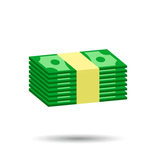 Vector illustration of Stacks of cash. Vector illustration in flat design on white background