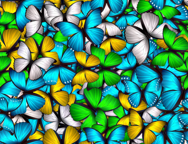 istock Seamless pattern with lot of different butterflys 855835976