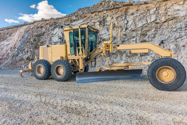 istock Outdoor quarry with heavy machinery 855840246