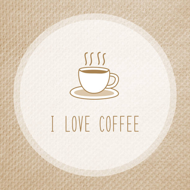 Love coffee on brown tissue paper