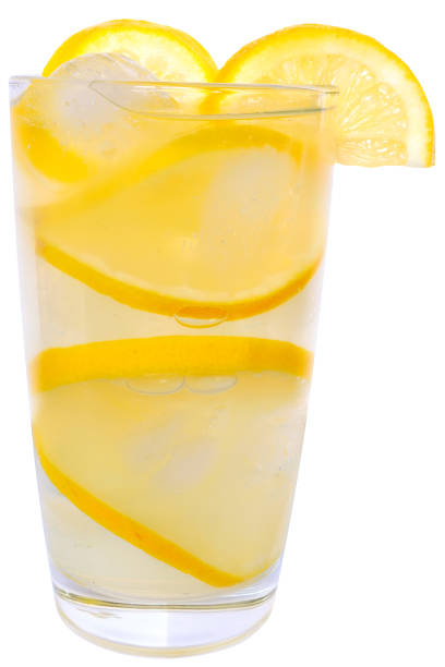 istock Lemonade with ice cubes and lemon isolated 855848426