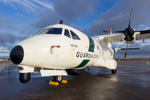 Spanish Guardia Civil patrol aircraft TORREJON, SPAIN - OCT 11, 2014: Spanish Guardia Civil Casa CN-235 patrol aircraft. armada stock pictures, royalty-free photos & images