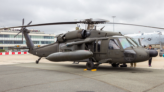 PARIS-LE BOURGET - JUN 18, 2015: American Army Sikorsky UH-60 Black Hawk helicopter at the 51st International Paris Air show