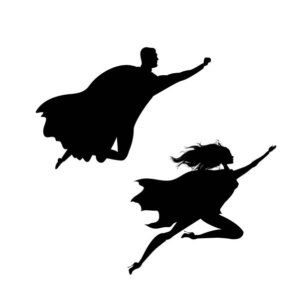 istock super hero man and woman  silhouette,isolated on white backgroun 855860288