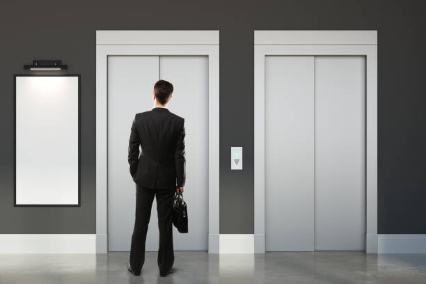 istock Thoughtful man in room with lift 855860470