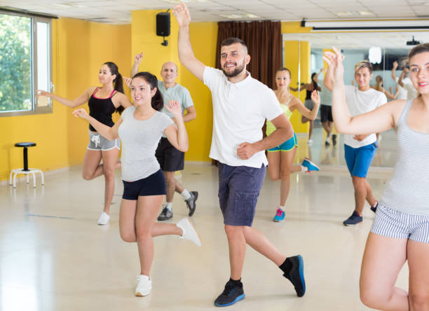 istock Young men and women dancing swing 855864928