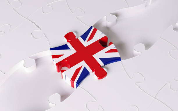 istock Wood Jigsaw Puzzle Textured with British Flag Forming A Bridge; Bridging Concept 855867928