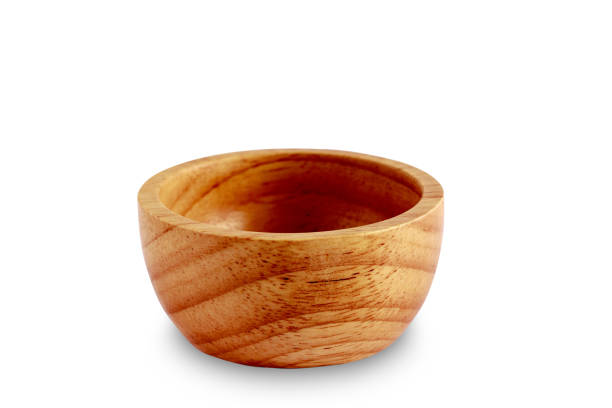 istock wooden bowl on white background, isolated 855871362