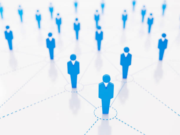 istock Blue Man Icons Forming A Social Network With Selective Focus 855872246