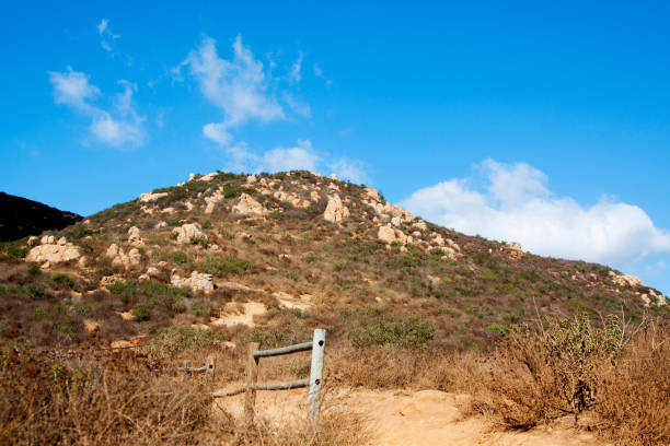 Mountain hiking trail.  Dried brush makes the area a fire hazard.