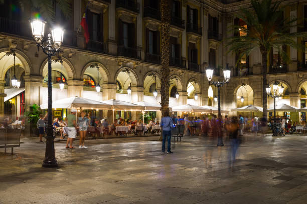 istock Night illumination of Royal square in Barcelona 855878782