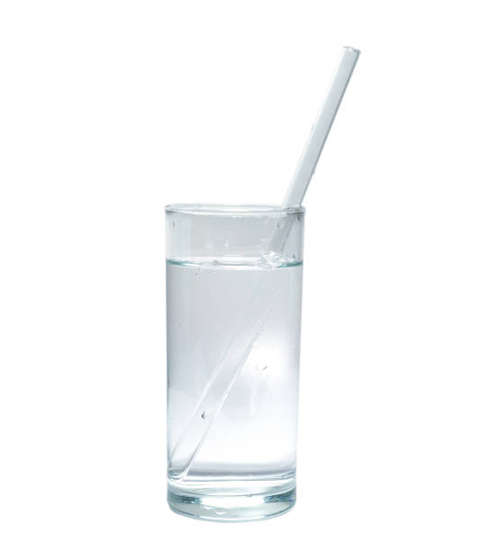 istock isolated glass of water with glass drinking straw. object, beverage. 855882588
