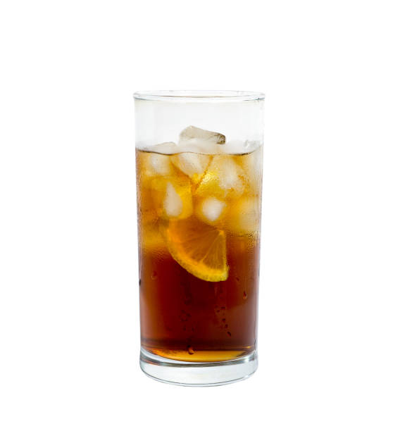 istock isolated glass of cocktail or tea with ice and lemon. object, beverage. 855882630