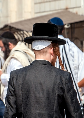 Rosh Hashanah. Orthodox Hasidic Jews celebrate 5778 New Year in the city of Uman, where the the grave of a rabbi Tsadik Nakhman is. Ukraine - 21 September 2017.