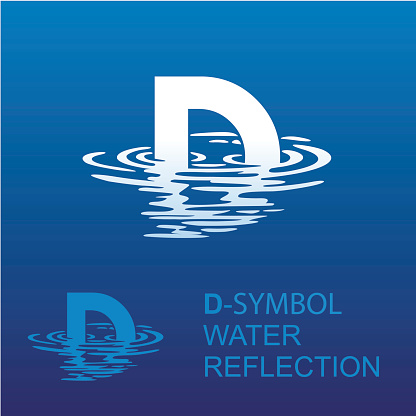 Abstract letter D. Template D brand name companies. Creative sign for the corporate identity of the company letter D sign, symbol, background letter in the reflection in the water.