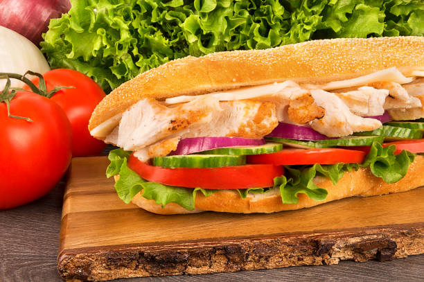 istock Close up on submarine chicken sandwich 855906984