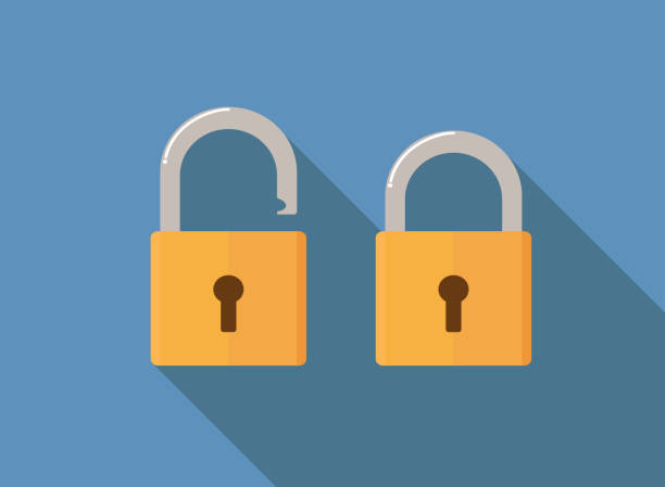 ilustrações de stock, clip art, desenhos animados e ícones de lock icon flat style vector illustration - fechadura