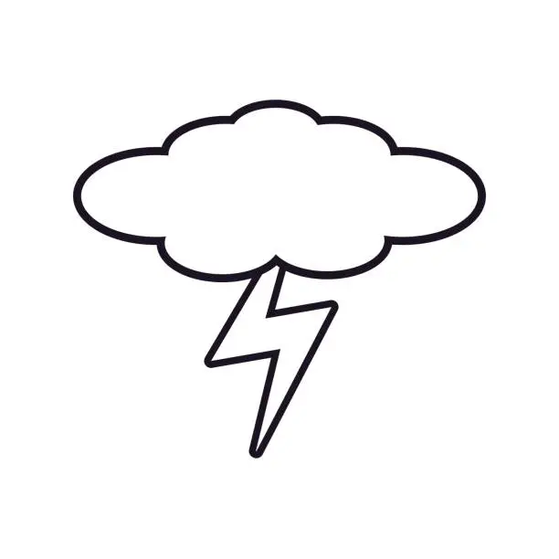 Vector illustration of cloud with thunder icon