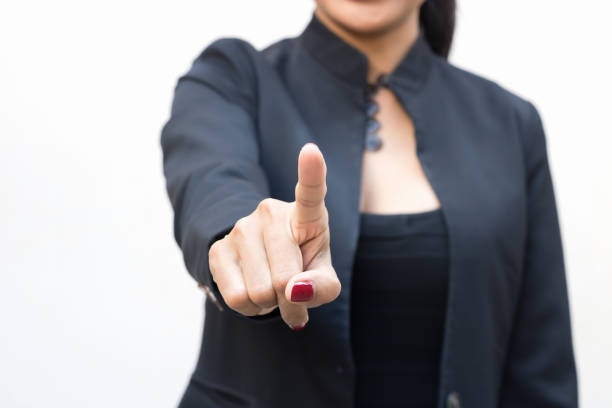 istock Businesswoman are pushing on touch screen 855924180