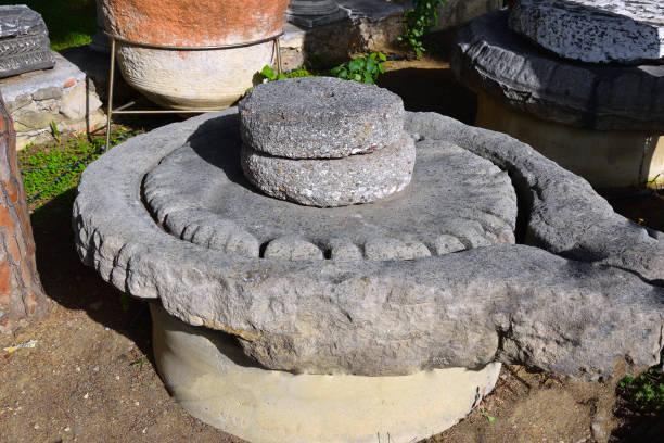 Ancient (aproximately 5 century BC) millstones for cereals. The ancient city of Side, Turkey.