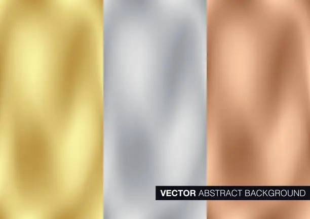Vector illustration of Vector gold, silver and copper metal background