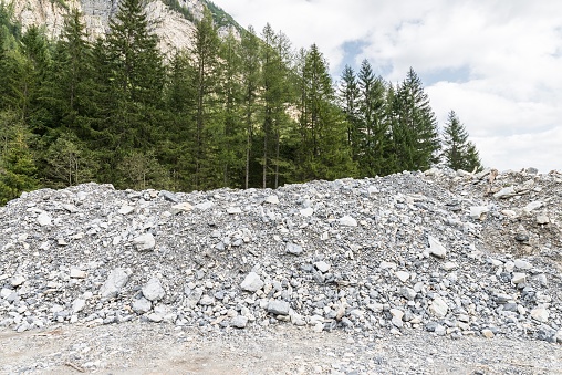 Heap of Stones of a mudflow in the alps, Austria