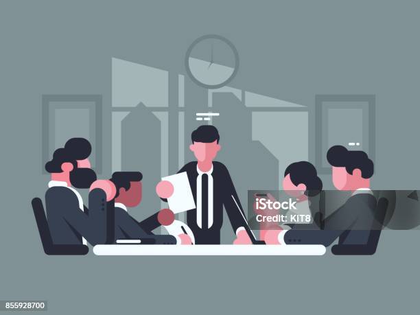 Businessmeeting Im Büro Stock Vektor Art und mehr Bilder von Leitende Position - Leitende Position, Geschäftsleben, Employee