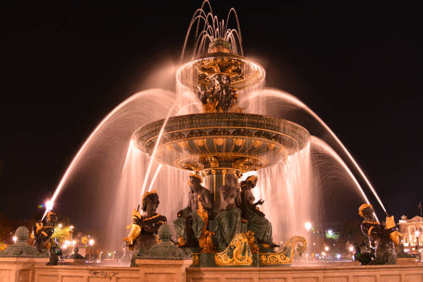 istock Place de Concorde Fountain at Night in Paris 855928894