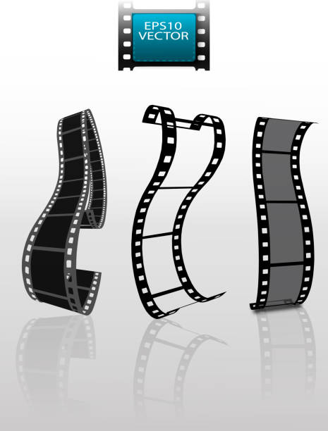 istock Set of vector film strip isolated on transparent background. 855932226