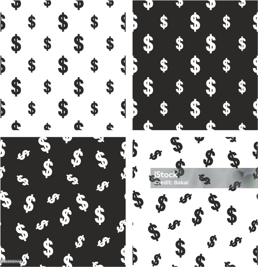 Small Money. Sign Pattern Dollar Currency Sign Big Small Aligned Random Seamless Pattern Set ...