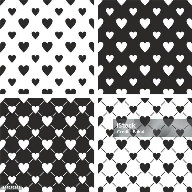 Heart Shape Big Small Seamless Pattern Set Stock Illustration ...