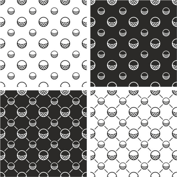 Golf Ball Big & Small Seamless Pattern Set This image is a vector illustration and can be scaled to any size without loss of resolution. golf patterns stock illustrations
