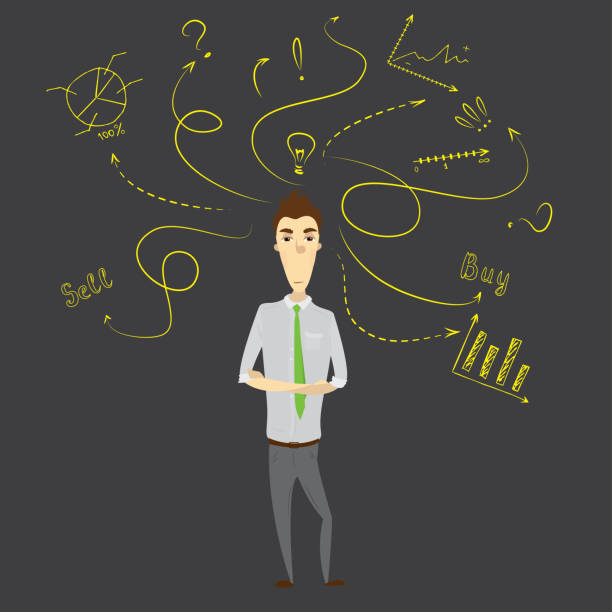 istock Businessman  thinking and standing against doodle business sketc 855942880