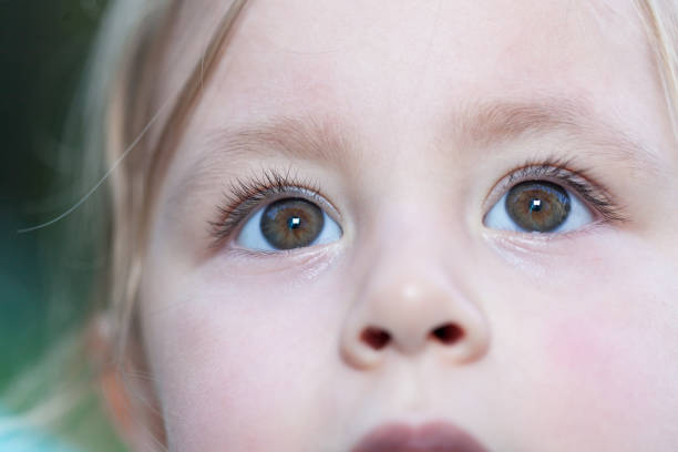 istock Young girl outside looking upwards close-up 855943484