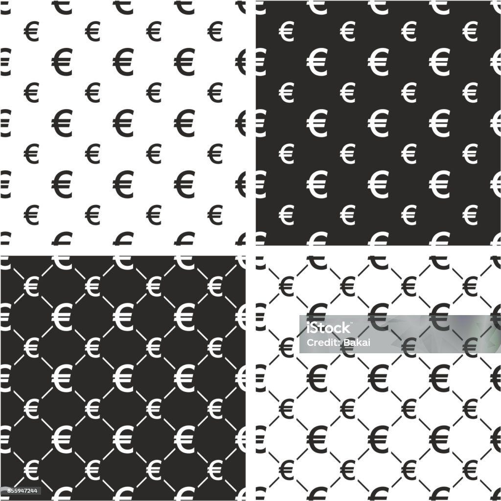 Euro Currency Sign Big & Small Sign Seamless Pattern Set This image is a vector illustration and can be scaled to any size without loss of resolution. Art stock vector