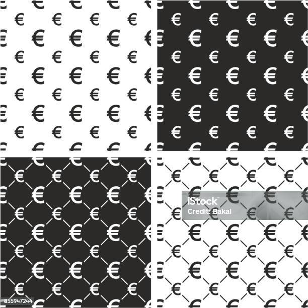 Euro Currency Sign Big Small Sign Seamless Pattern Set Stock Illustration - Download Image Now