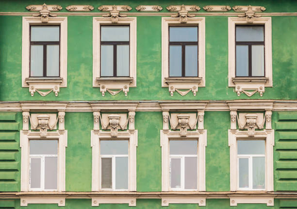 istock Windows in a row on facade of apartment building 855947702