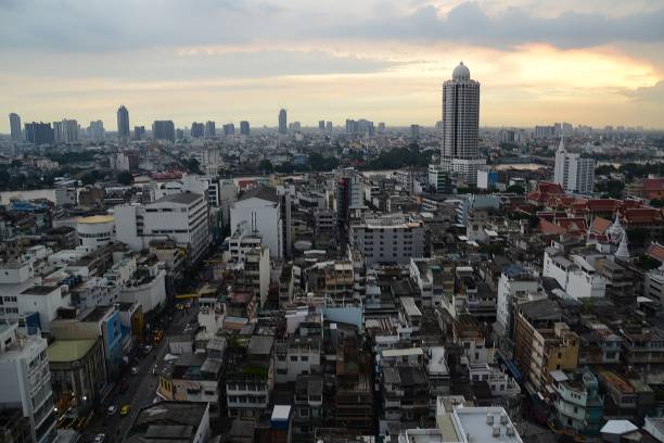 istock Bangkok cityscape at sunset, Thailand 855948898