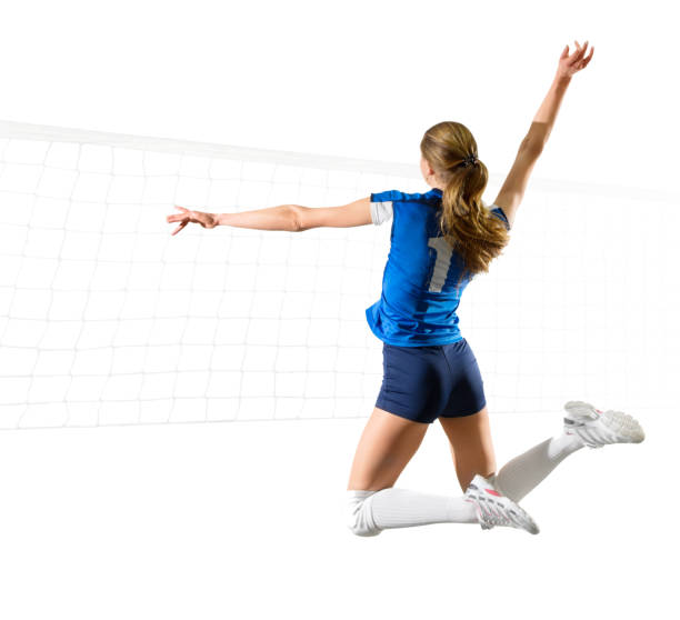 istock Woman voleyball player isolated (ver with net) 855958646