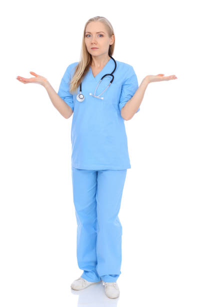 istock Smiling young nurse portrait isolated over white background. 855966056