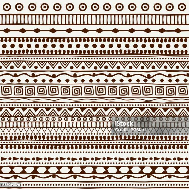 Seamless Tribal Pattern In The Style Of A Boho Background African Motifs Stock Illustration - Download Image Now