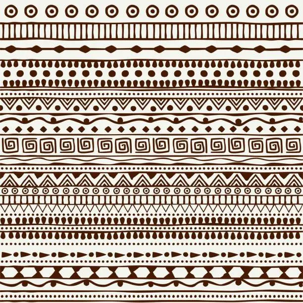 Vector illustration of Seamless tribal pattern in the style of a boho. Background African motifs.