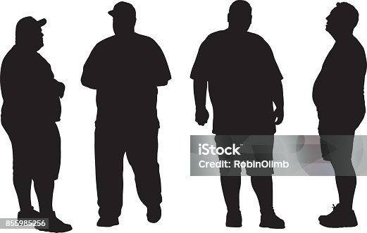 istock Four Overweight men Silhouettes 855985256