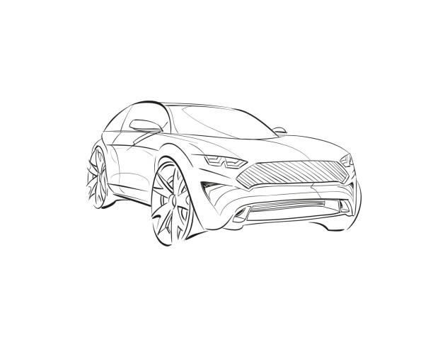 Car concept.Car sketch.Vector hand drawn.Autodesign Car concept.Car sketch.Vector hand drawn. Autodesign. Automobile drawing. car sketches stock illustrations