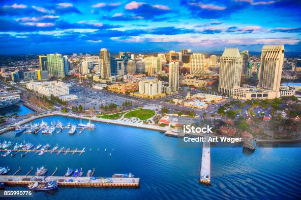 Downtown San Diego Skyline Aerial Stock Photo - Download Image Now - San Diego, Urban Skyline, California