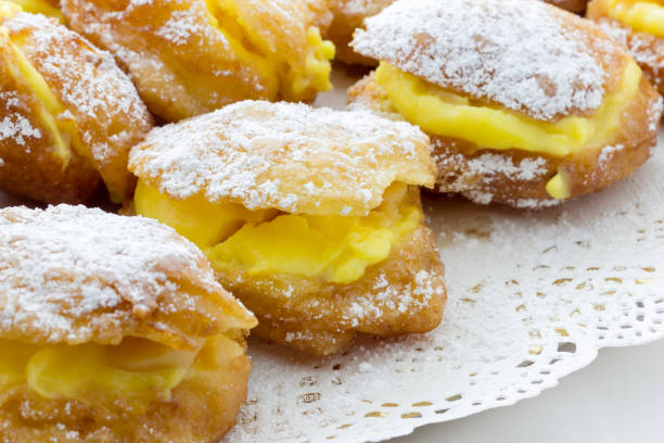 istock Handmade krapfen filled with pastry cream 855994616