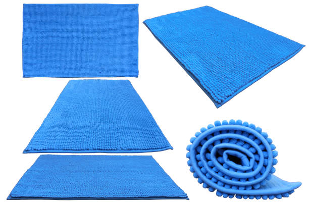 青いソフト浴室カーペット - carpet sample ストックフォトと画像