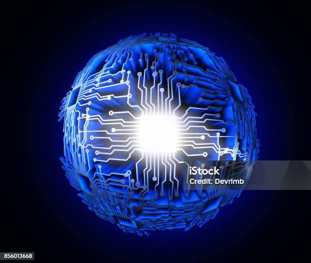 Computer Chip Ball Artificial Intelligence Stock Photo - Download Image Now - Computer ...