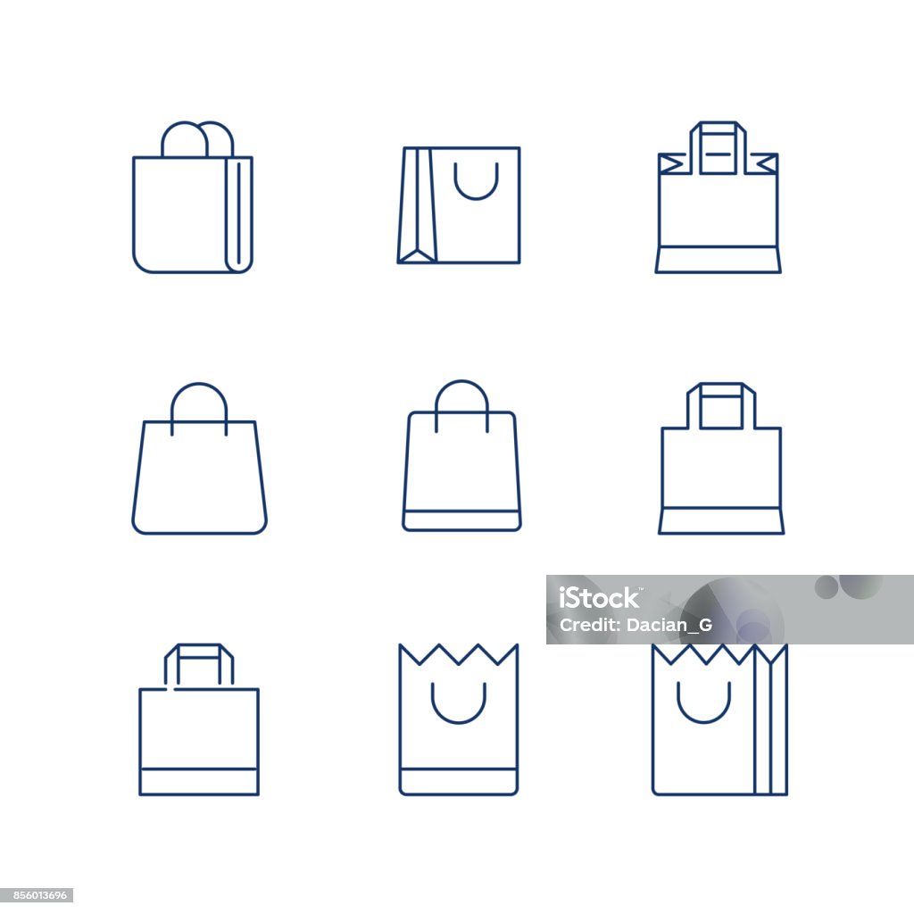 Shopping Bag ligne icône Vector / icône sac de magasinage / shopping bag - Vector icon. Accident vasculaire cérébral modifiable - clipart vectoriel de Icône libre de droits